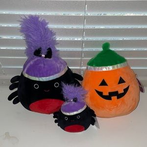 Halloween squishmallows spider and pumpkin